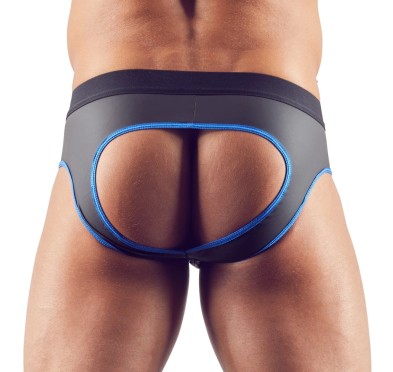 Svenjoyment - Seksowne Jockstrap Otwarte Z Tyłu I Zamkiem Na Penisa Czarno/Niebieskie XL